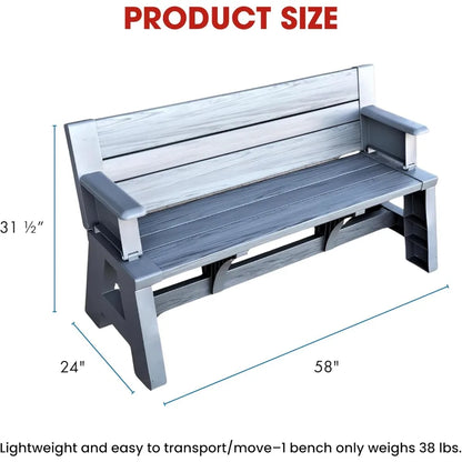 2-in-1 Outdoor Convertible Bench to Picnic Table |