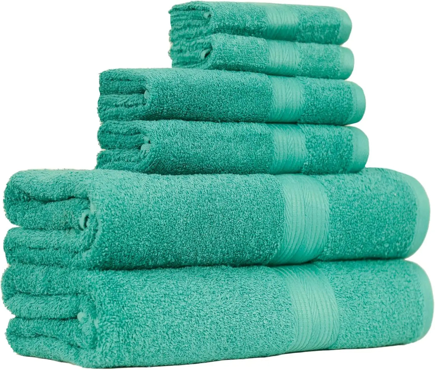 6-Piece 100% Cotton Bathroom Towels, Teal