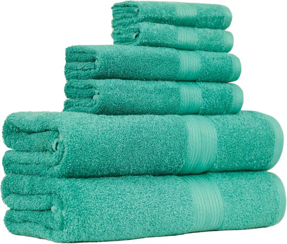 6-Piece 100% Cotton Bathroom Towels, Teal