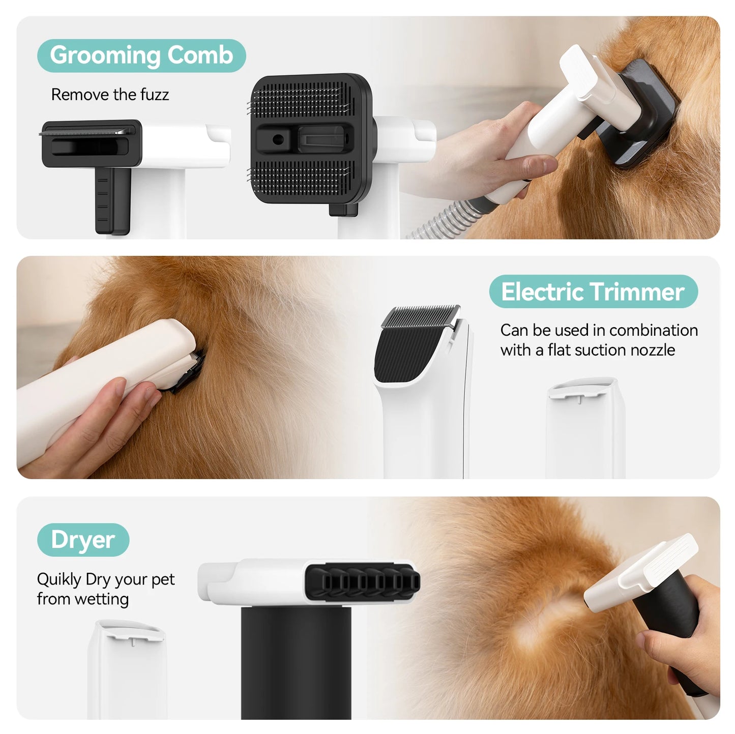 Pet Grooming Vacuum Cleaner & Hair Dryer Clipper