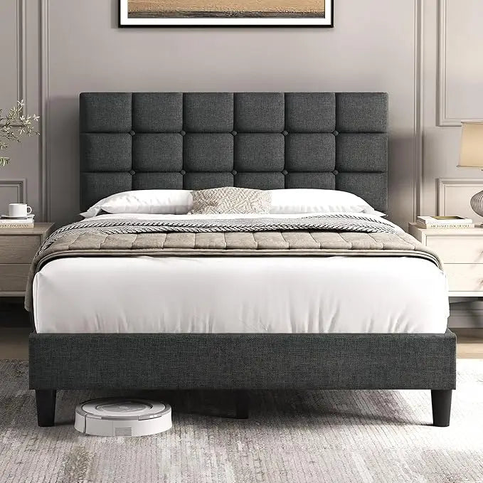 Modern Upholstered Queen Platform Bed FrameAdjustable,