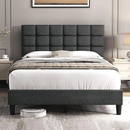 Modern Upholstered Queen Platform Bed FrameAdjustable,