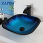 Tempered Glass Bathroom Vessel Sink with Waterfall