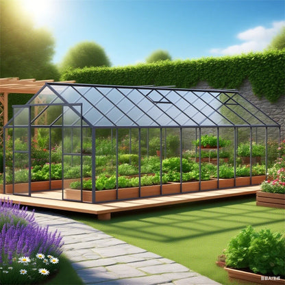 20' x 8' Aluminum Greenhouse Kit - Clear Polycarbonate, Walk-in Design