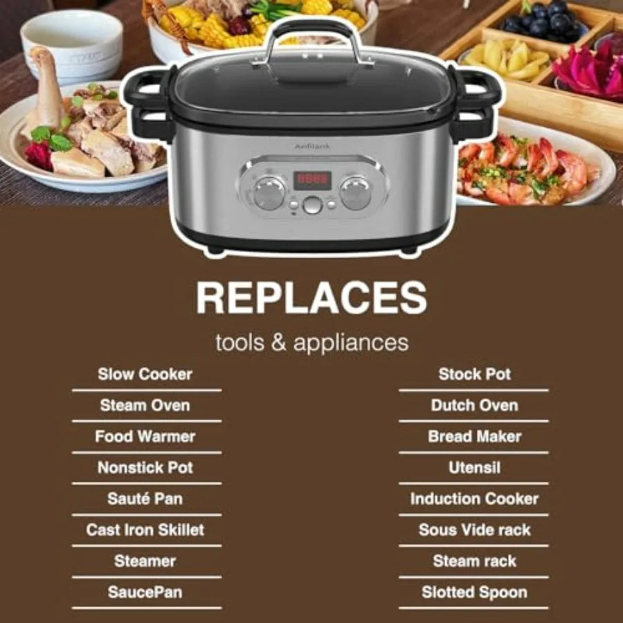 10-in-1 Programmable Slow Cooker with Timer 6.8 Quart