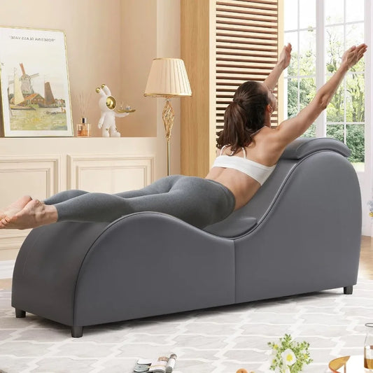 60 Inch Curved Yoga Chair Lounge with Adjustable Head Cushion