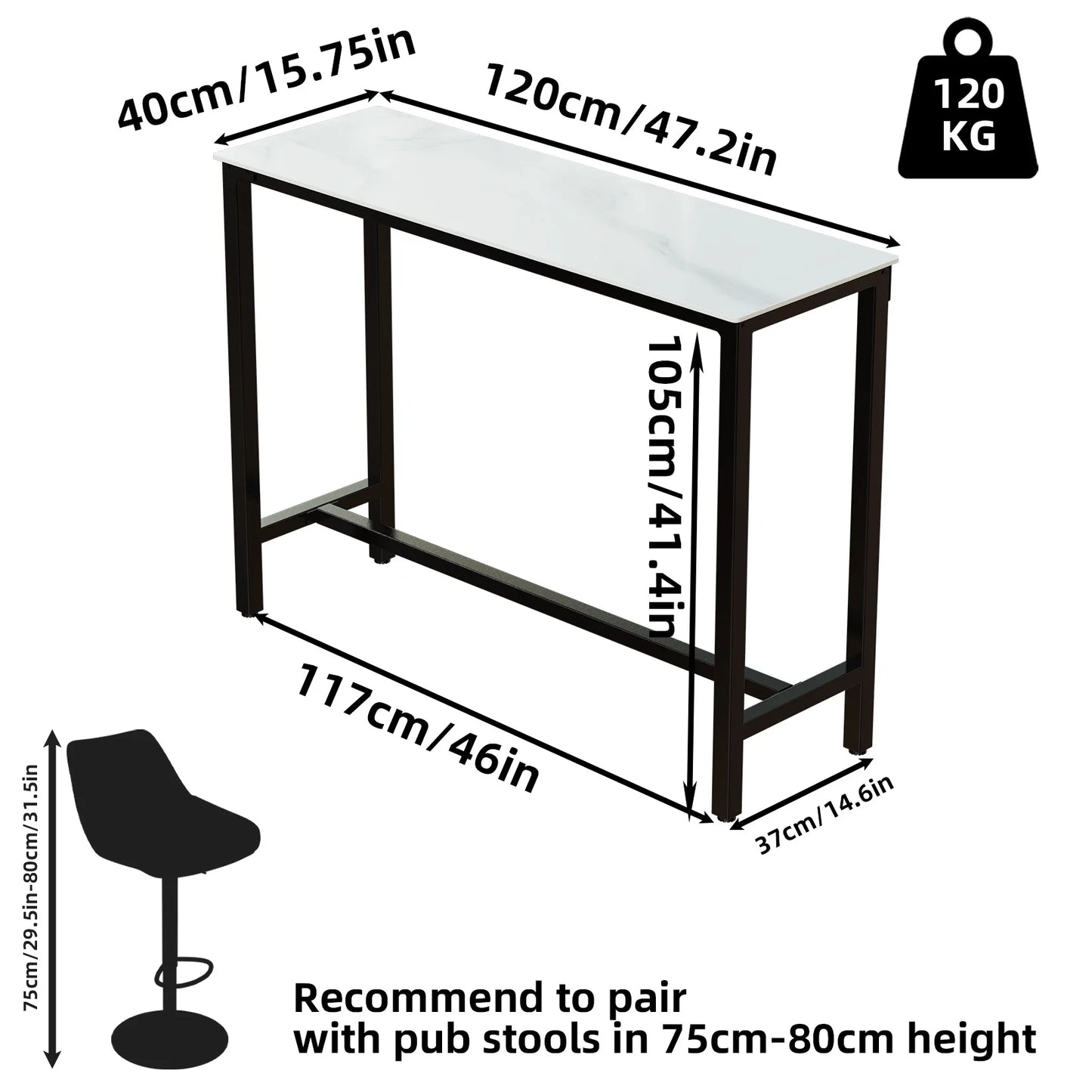 Sintered Stone Counter Height Bar Table