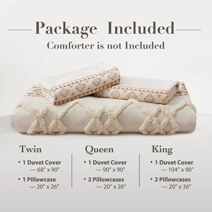 King Size Boho 3 Piece Duvet Cover Set