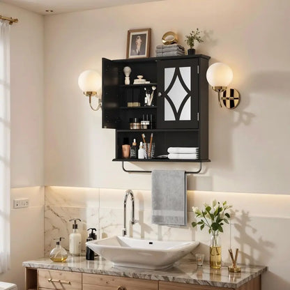 Bathroom Medicine Cabinet with Mirror and Towel Bar