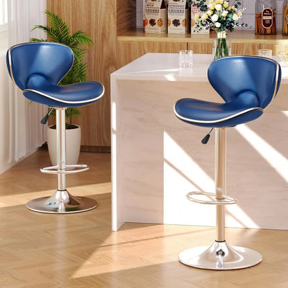 Set of 2 Adjustable Swivel Barstools for Kitchen Counter