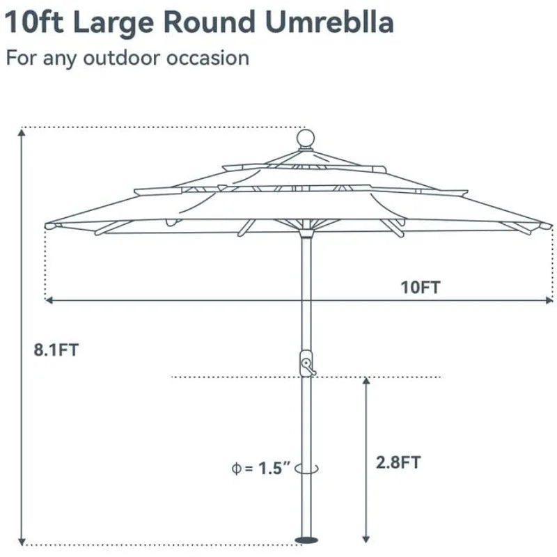 10ft Auto-Tilt Outdoor Patio Umbrella