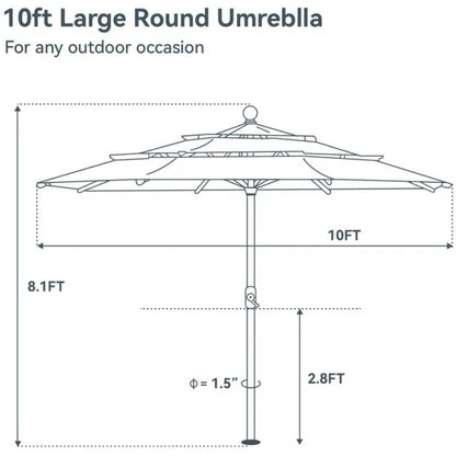 10ft Auto-Tilt Outdoor Patio Umbrella