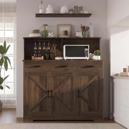 Buffet Cabinet with Storage, Coffee Bar, with 3 Doors, 3 Drawers