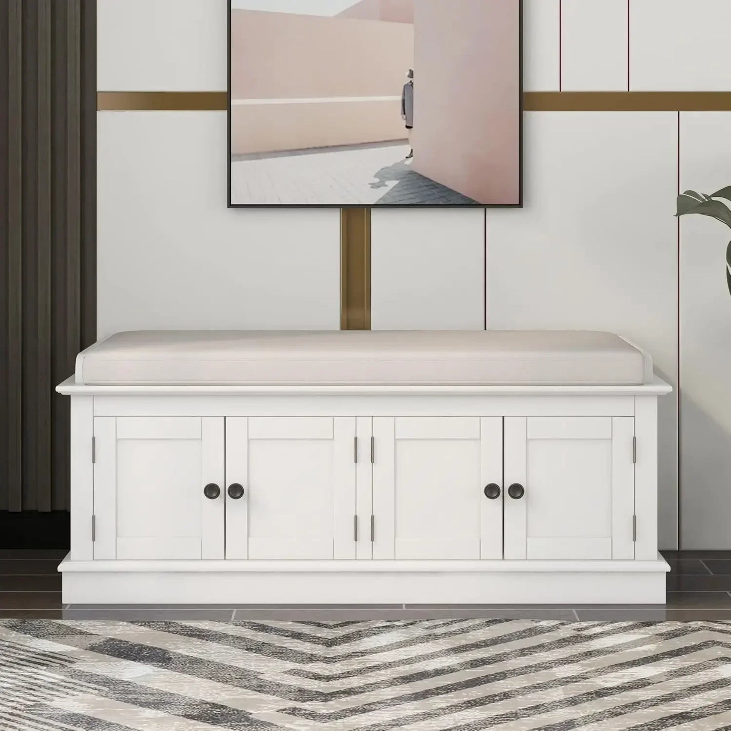 Entryway Storage Bench with Removable Cushion