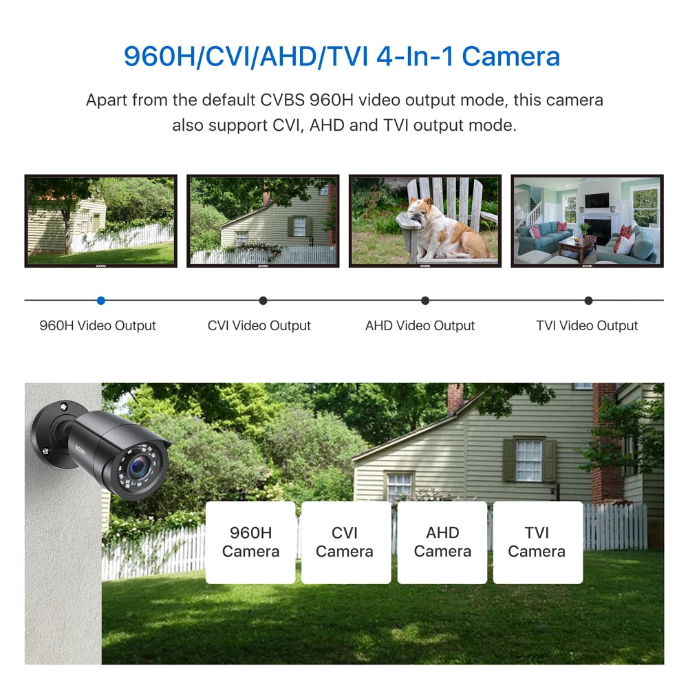 4 Pack HD Outdoor Indoor Weatherproof Bullet Surveillance Camera