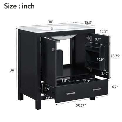 60" Double Sink Bathroom Vanity, Solid Wood Cabinet Storage Drawers
