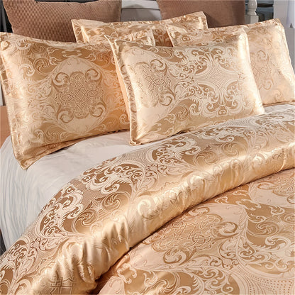 Three-Piece Luxurious Satin European Classic Damask Duvet Cover