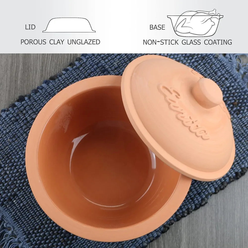 Natural Clay Dutch Oven, Lead-Free & Microwave Safe