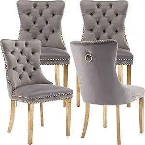 Black Velvet Dining Chairs Set of 4