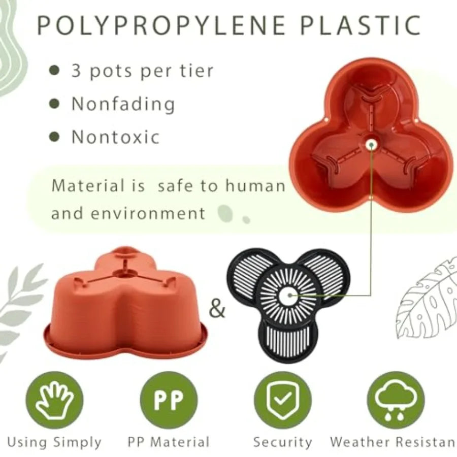 2 Set of 7 Tier Stackable Vertical Planters with Removable Wheels