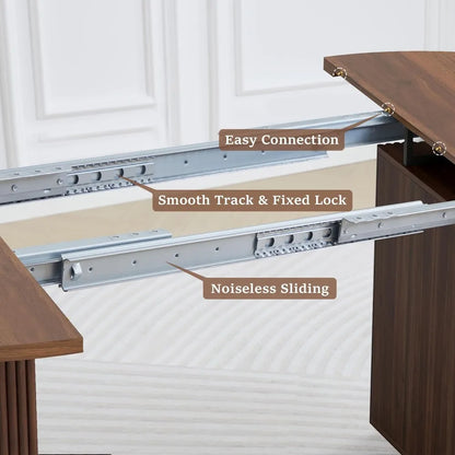 Expandable Oval Dining Table with Fluted Base