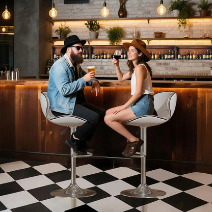 Set of 2 Adjustable Swivel Barstools for Kitchen Counter