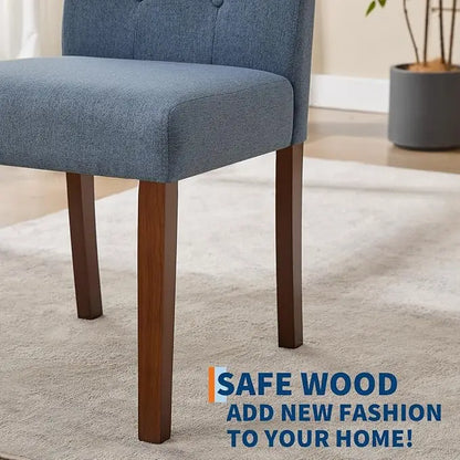 2pc Modern Linen Dining Chairs with Button Tufted High Back Side Chairs