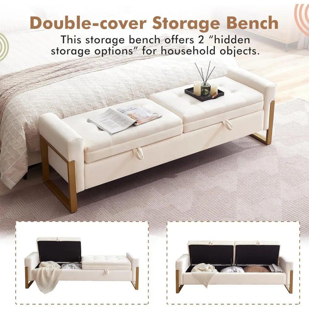 End of Bed Bench King Size Velvet Storage Bench
