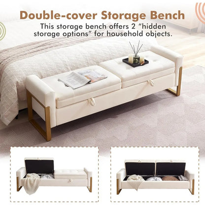 End of Bed Bench King Size Velvet Storage Bench
