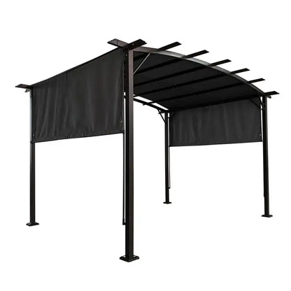12x9ft Outdoor Pergola Patio Gazebo with Retractable Shade Canopy