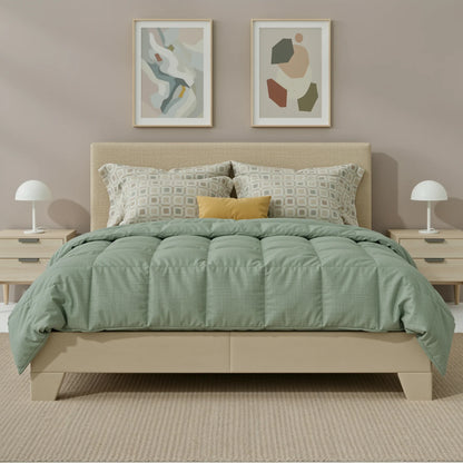 Upholstered Bed Frame with Adjustable Linen Headboard