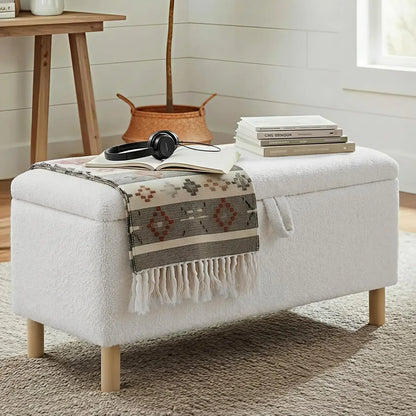 Storage Ottoman Bench with Wood Legs