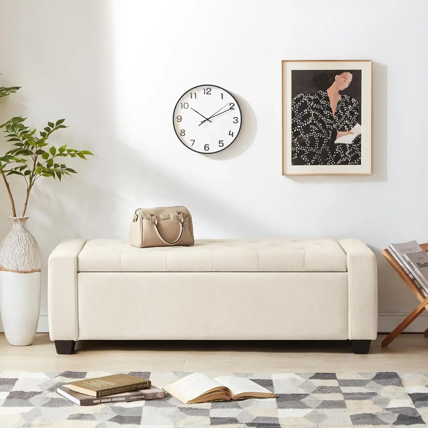 Upholstered Storage Ottoman Bench