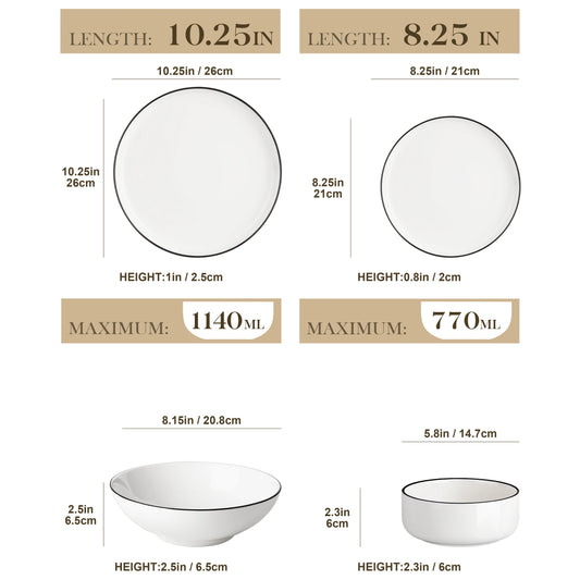 MALACASA 24/48Piece Ceramic Dinnerware Set