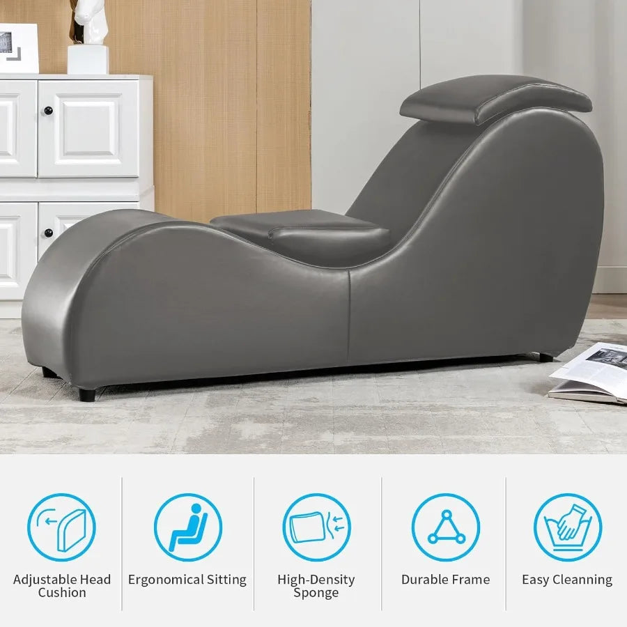 60 Inch Curved Yoga Chair Lounge with Adjustable Head Cushion