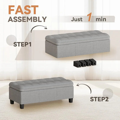Upholstered Storage Bench with Legs
