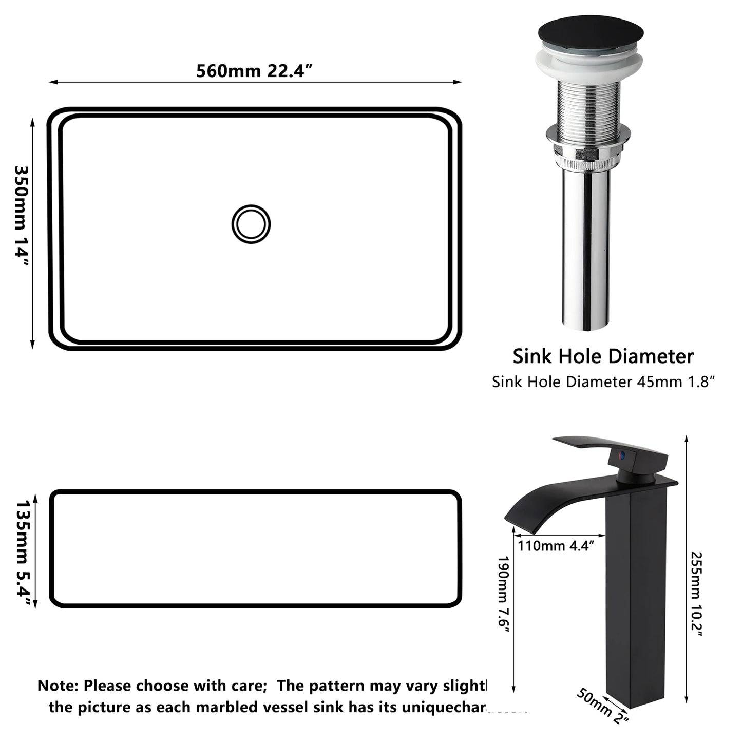 KEMAIDI Countertop Bathroom Sink Faucet Combo