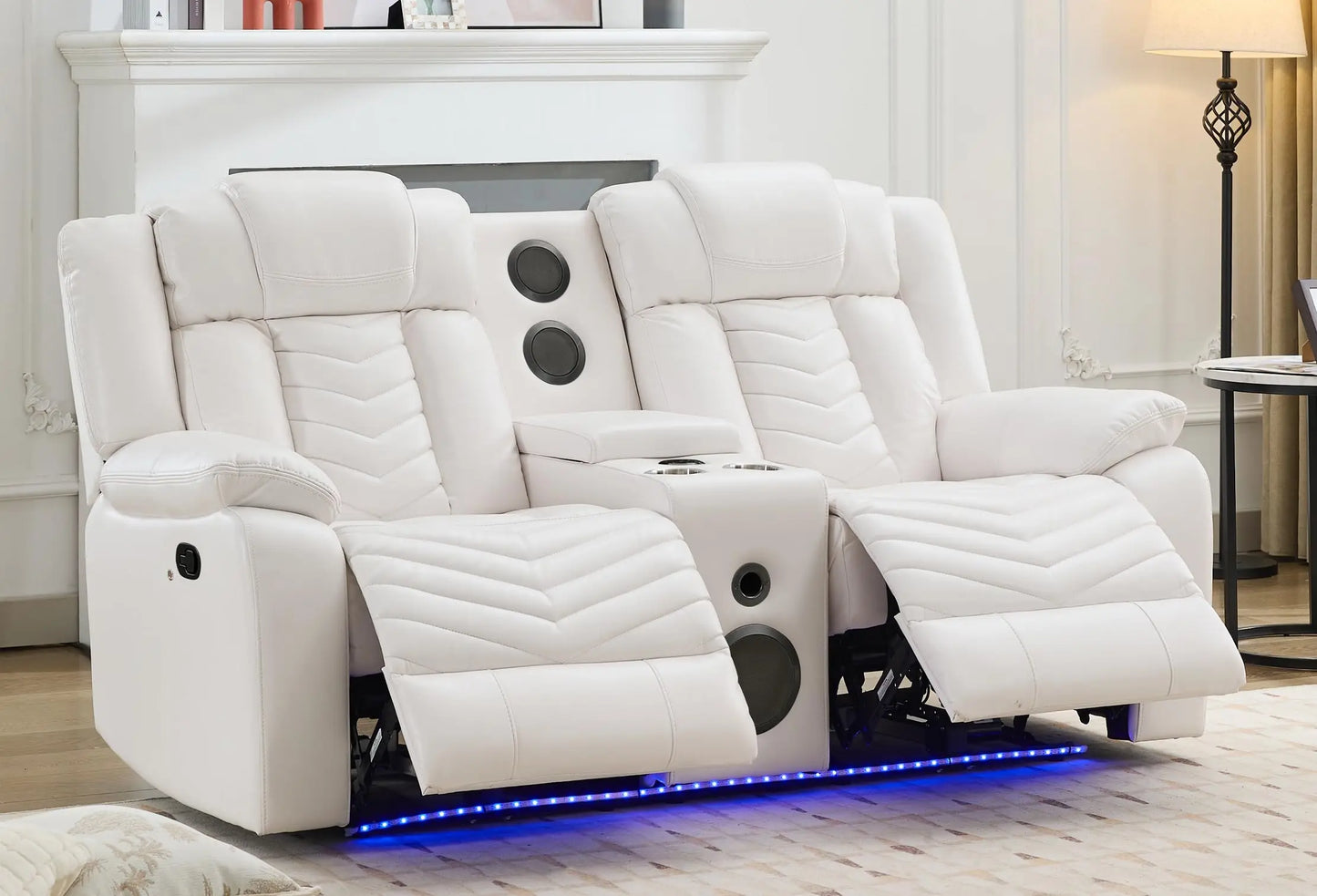 Manual Faux Leather Recliner Loveseat with Bass Speaker
