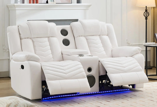 Manual Faux Leather Recliner Loveseat with Bass Speaker