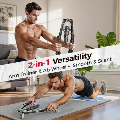 FLYBIRD 3-in-1 Twister Arm Trainer with Ab Roller Wheel