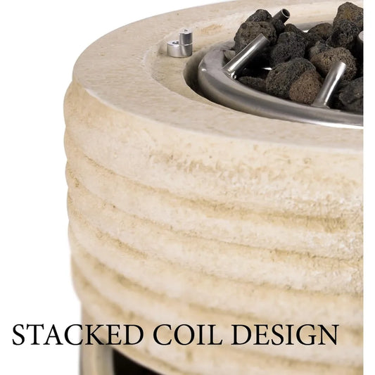 16-inch Outdoor Propane Fire Pit with Lava Rocks for Patio Use