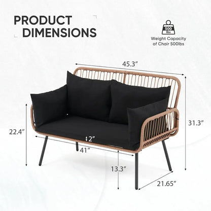 Garden Patio Loveseat with Cushions & Pillows