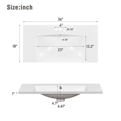 36in Free Standing Bathroom Vanity with Ceramic Sink