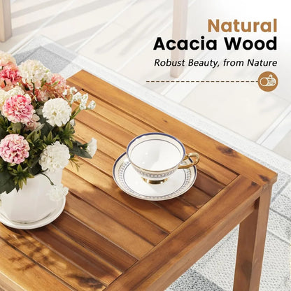 3-Piece Acacia Wood Patio Furniture Set with Coffee Table & Cushions
