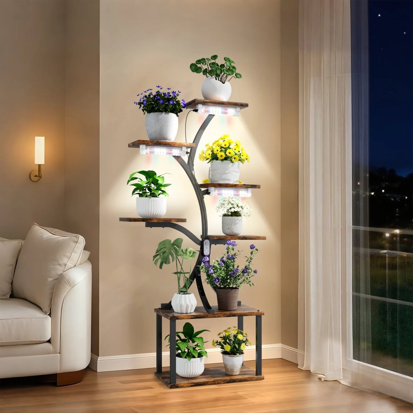 7 Tier Tree Shaped Plant Stand with Lights