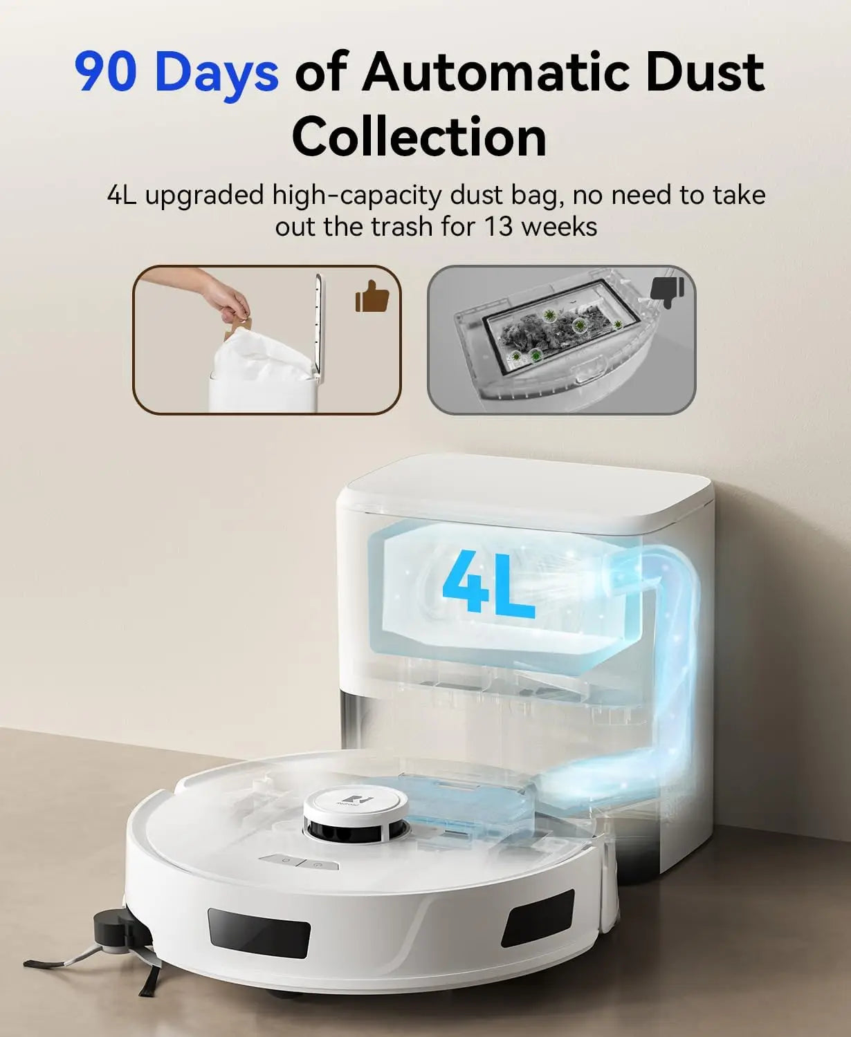 Robot Vacuum & Mop with 90-Day Self-Emptying