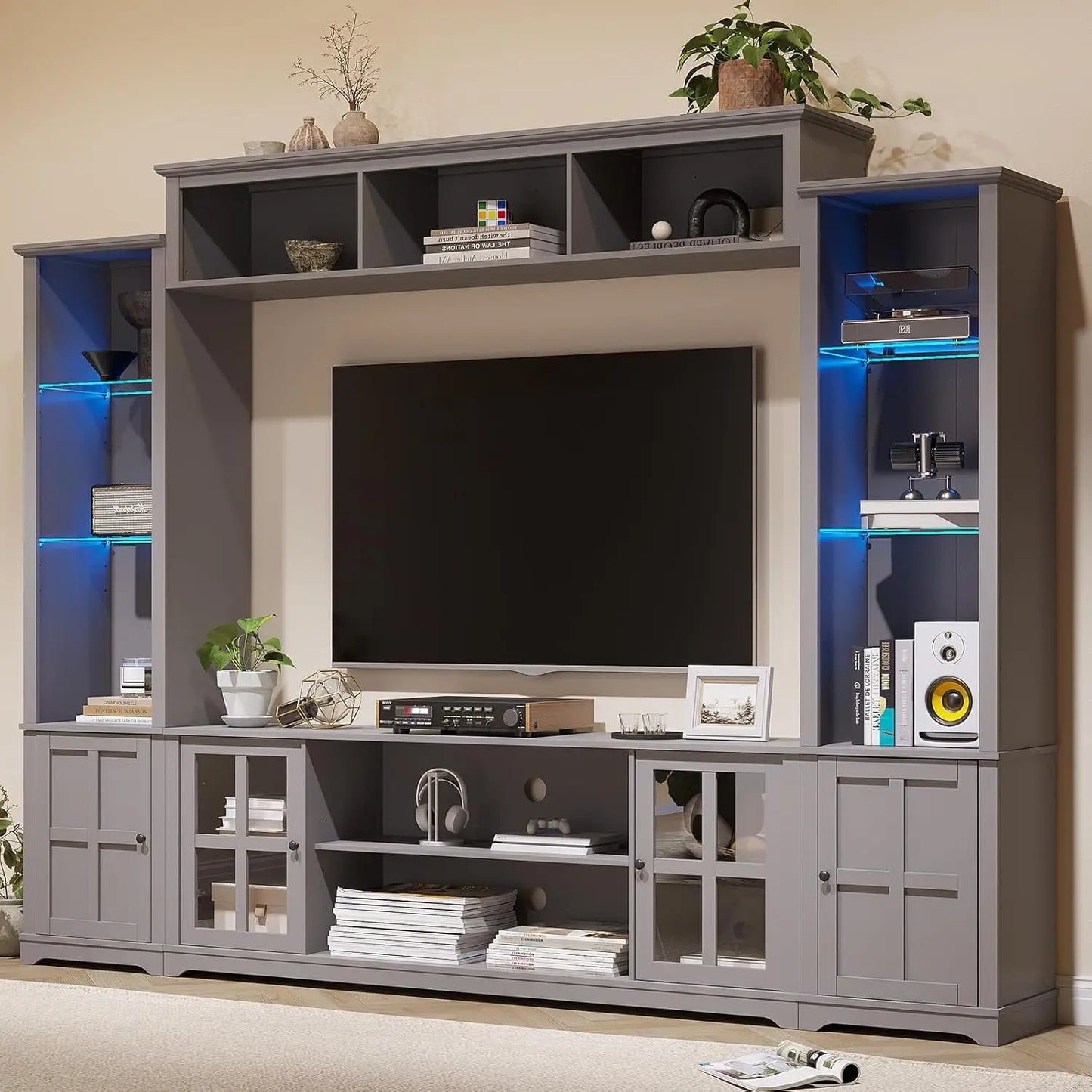 Wall Unit Entertainment Center with Bookshelves