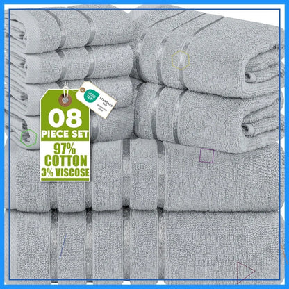 8-Piece Luxury Viscose Stripe Towel Set