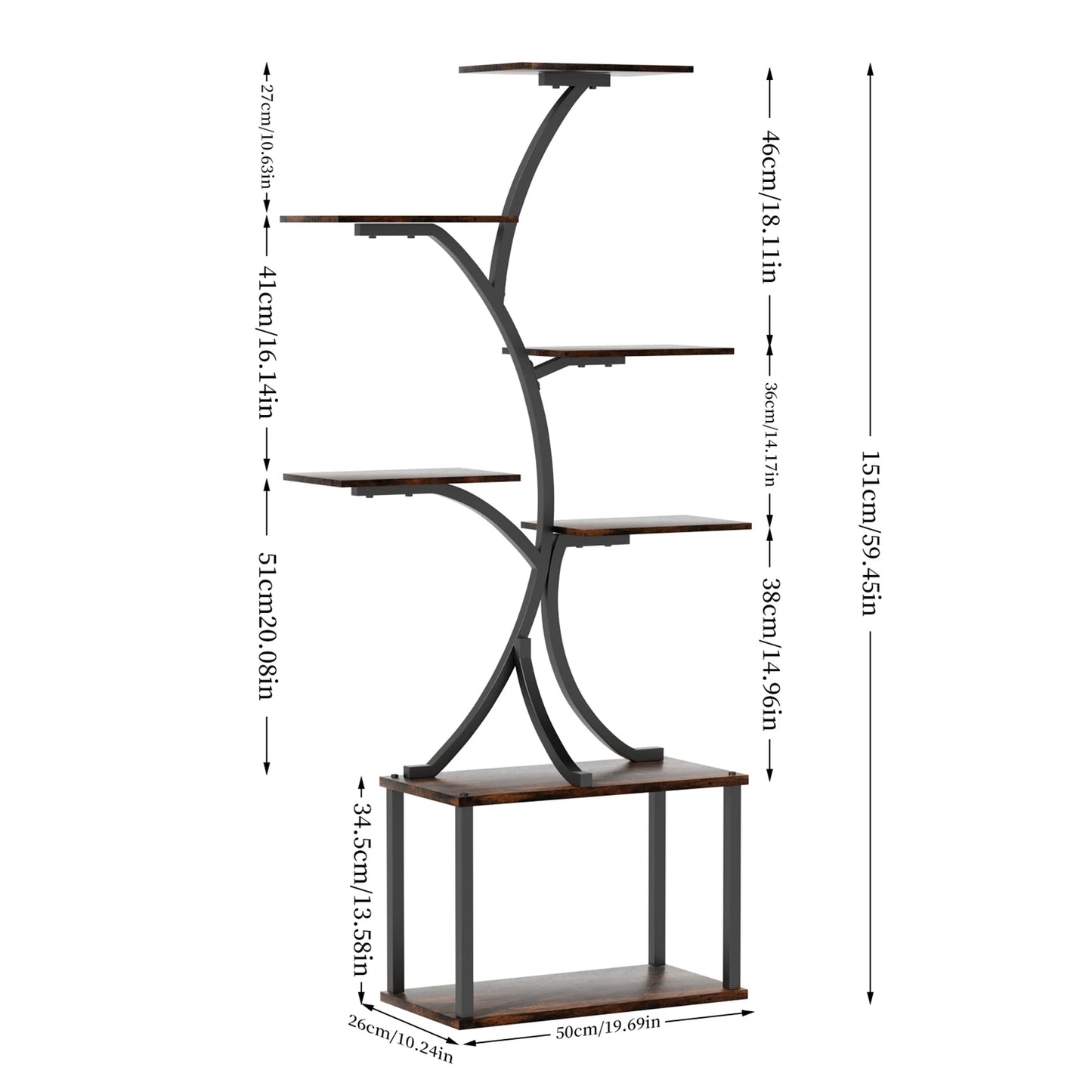 7 Tier Tree Shaped Plant Stand with Lights