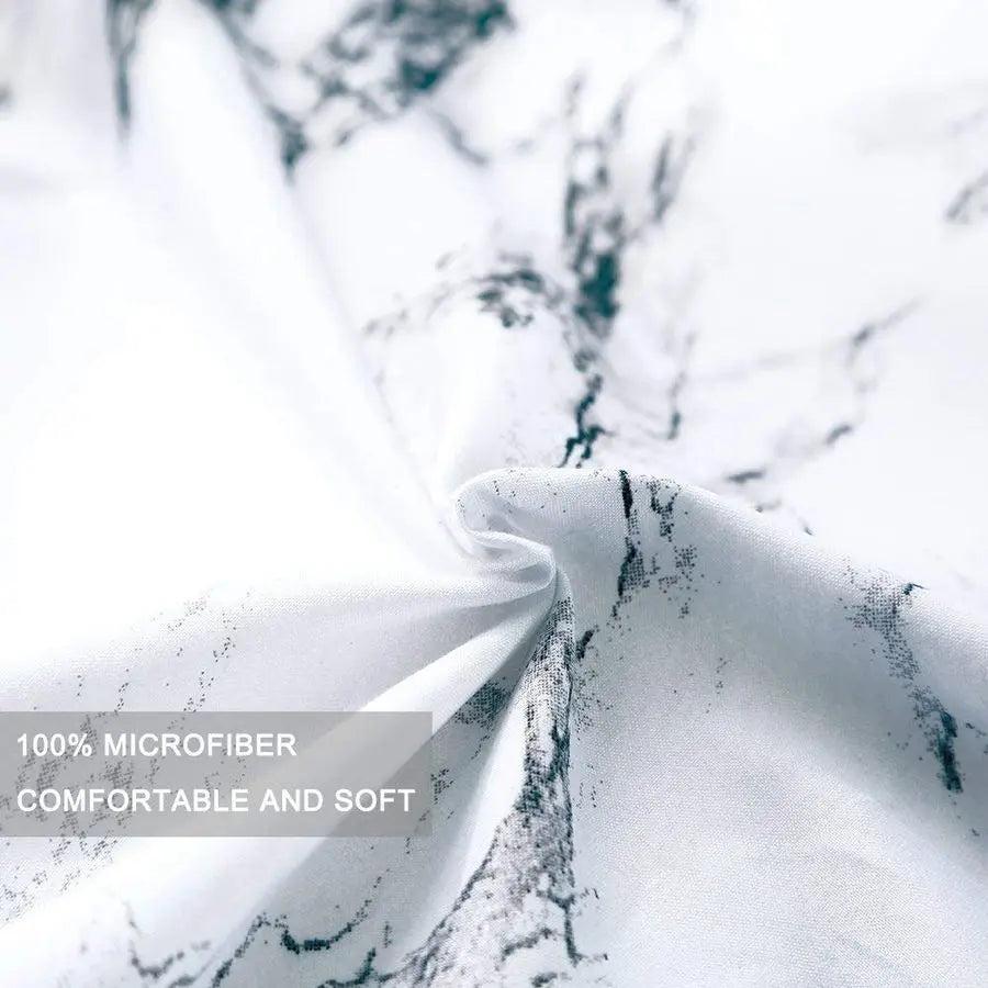 White Black Marble Print 88 x 90 inch Reversible Down Alternative Comforter